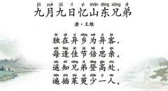 九月九日忆山东兄弟拼音版注音、翻译、